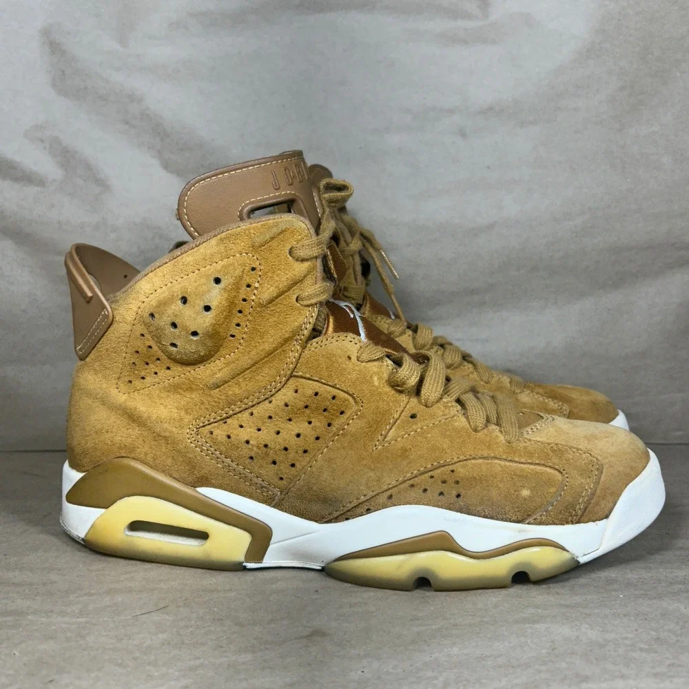 Jordan 6 Retro Wheat Men 9 Golden Harvest Suede High Top 384664-705